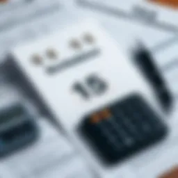 A calendar page with the date October 15 highlighted, surrounded by tax documents and a calculator.