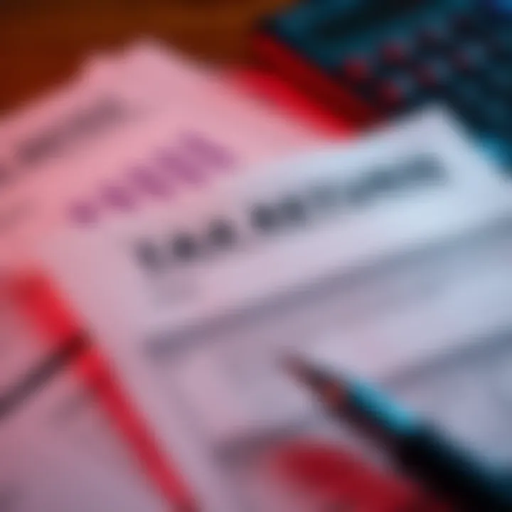 Tax return review notice A close-up of a tax return review notice with financial documents and a calculator in the background