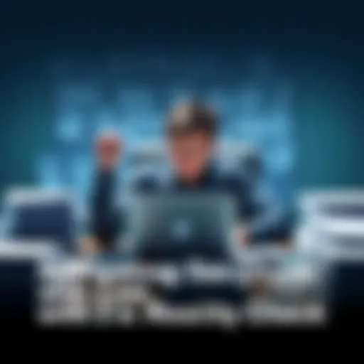 A person sitting at a desk surrounded by paperwork and a laptop, looking stressed while reviewing tax documents with many transactions.