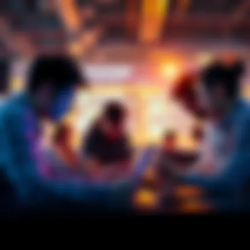 A group of people collaborating over laptops during a hackathon