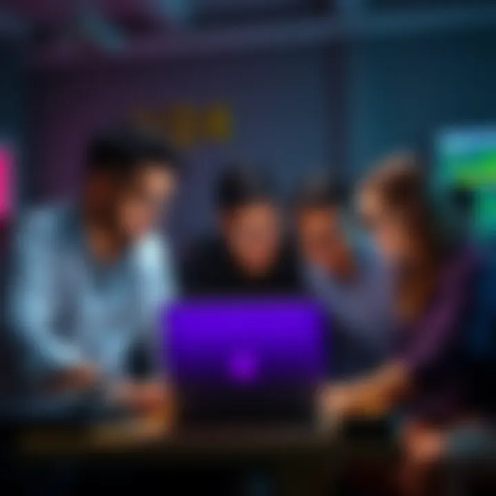 Group of developers brainstorming over a laptop for the Auth0 hackathon