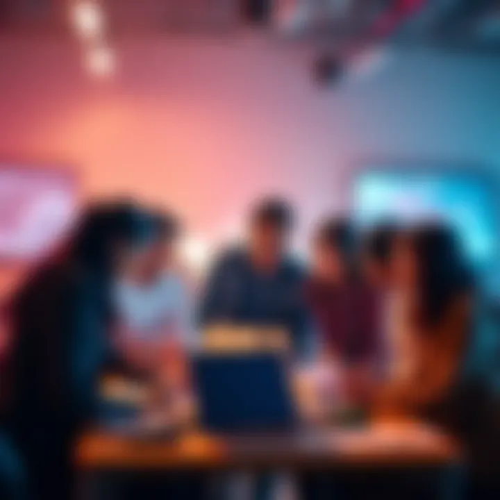 A diverse group of people brainstorming and collaborating on tech innovations for a hackathon