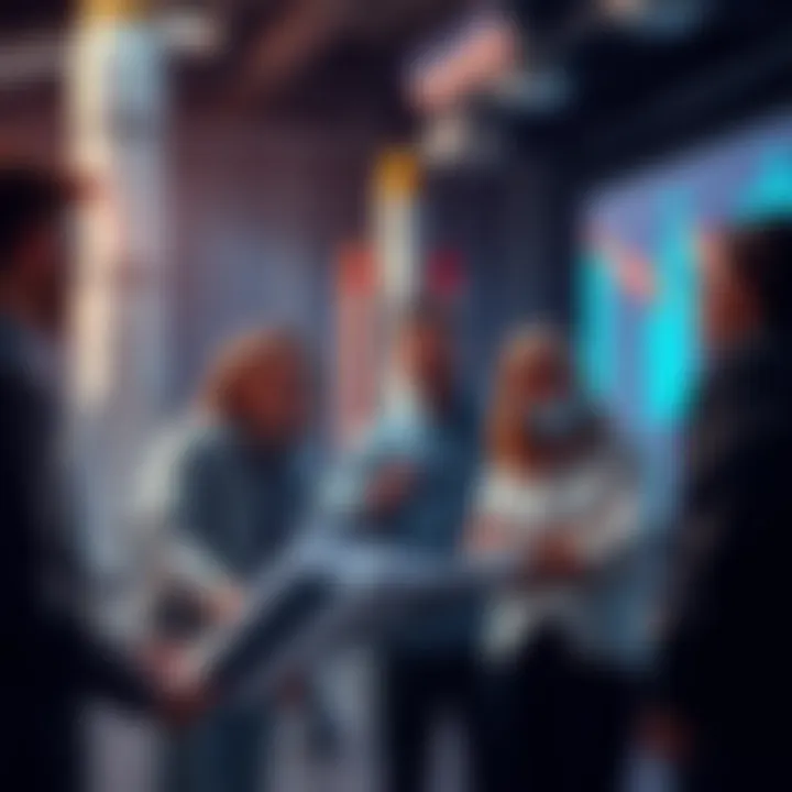 Team Preparing for Launch A team of professionals discussing plans and updates for an upcoming launch with excitement.