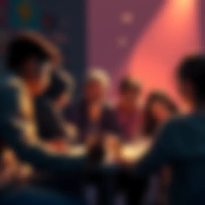 A diverse group of people collaborating on a cryptocurrency project, showing determination and teamwork.