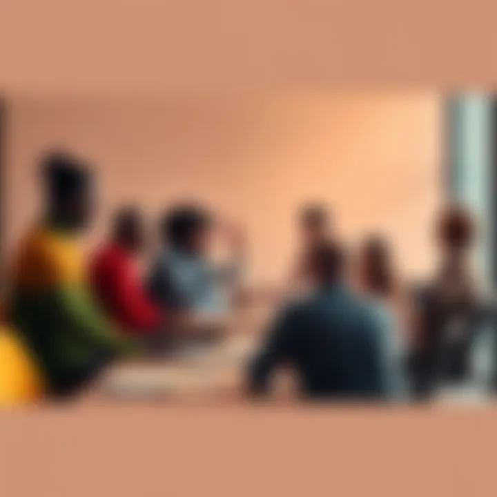 A diverse group of people collaborating around a table, sharing ideas and working together on a project, symbolizing teamwork and unity for success in 2025.