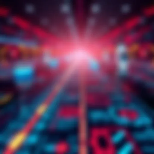 A visual representation of tech project timelines showing delays and developments, with icons of major innovations like smartphones and networks