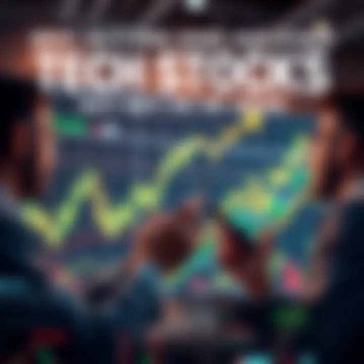 Chart showing upward trend of tech stocks with investors analyzing data