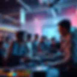Group of tech enthusiasts collaborating at a hackathon event
