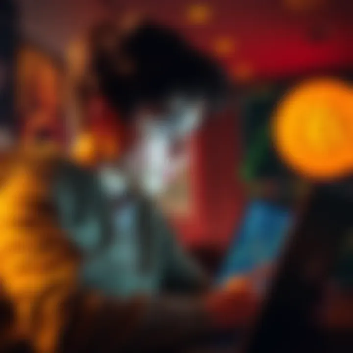 A teenager looking at Bitcoin charts on a laptop, contemplating investment options