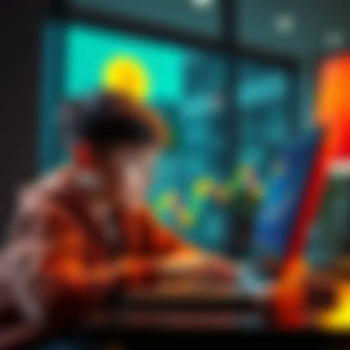 Teen Investing in Bitcoin A 15-year-old boy excitedly looks at a laptop displaying Bitcoin charts, symbolizing young investment in cryptocurrency.