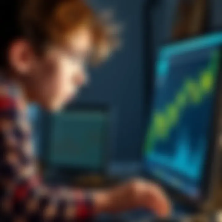 A frustrated UK teenager looks at a computer screen, showing a Bitcoin chart, representing challenges in buying cryptocurrency in 2026.