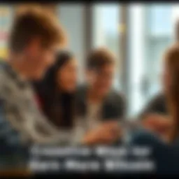 Group of teenagers discussing ways to earn Bitcoin, exchanging ideas and strategies in a lively conversation