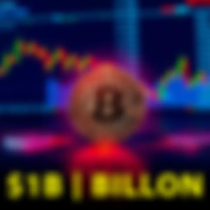 Tesla's logo with a Bitcoin symbol, showcasing their $1 billion investment strategy, with a backdrop of fluctuating market charts.