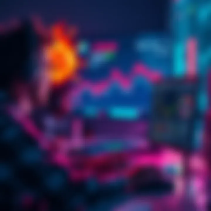 Testnet Activity Developers working on a computer with graphs and blockchain symbols showing testnet activity