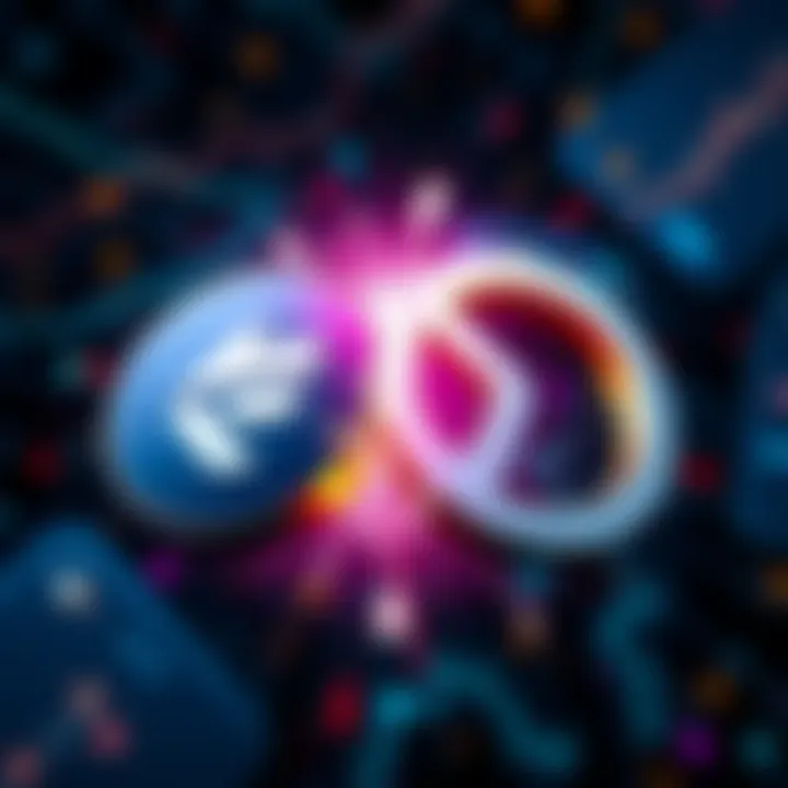 Logos of Tether and Circle clashing over a digital Bitcoin wallet background.