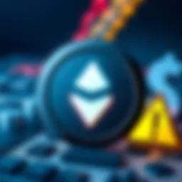 A graphic showing Tether's logo with a downward arrow and a warning symbol, indicating a risk downgrade by S&P.