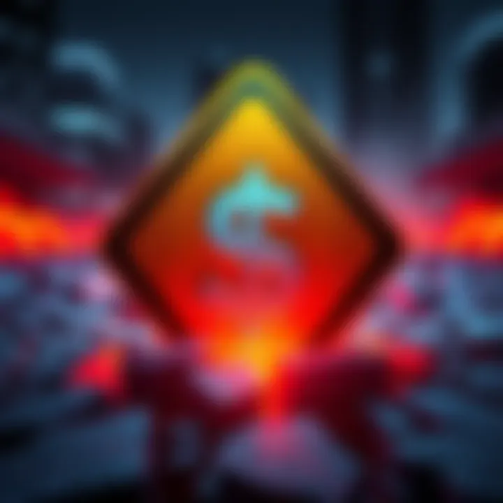 A warning sign featuring a dollar symbol with a cracked foundation, representing the instability of Tether (USDT).