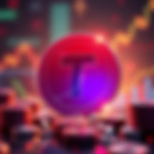 A graphic showing Tether's logo with a financial chart indicating growth and stability, representing CoinShares' positive view on Tether's solvency.