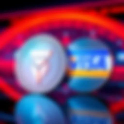 A digital representation of Tether's USA₮ stablecoin logo alongside Visa logo, symbolizing the partnership for usability in payments.