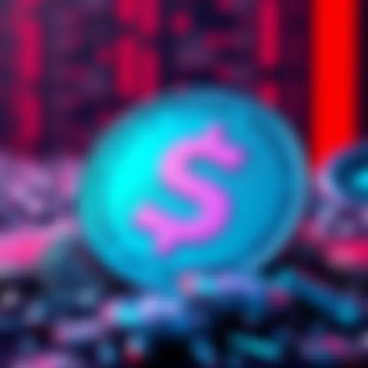 Representation of Tether's stablecoin with a large dollar symbol and a question mark, signifying uncertainty in the crypto market
