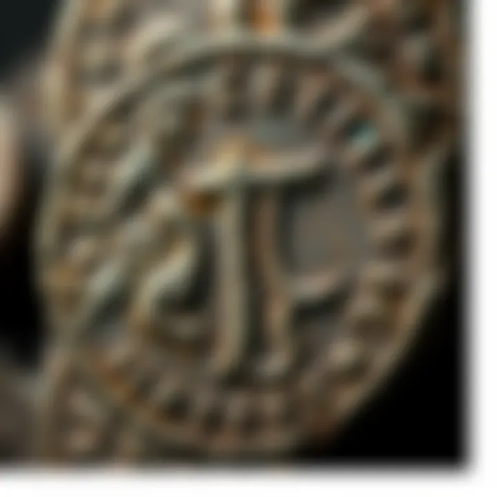 A close-up of a Tetradrachm coin displaying its intricate design and markings, symbolizing ancient trade and culture
