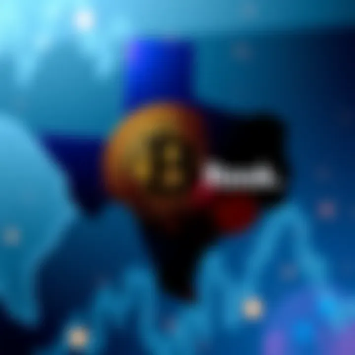 Texas state outline with Bitcoin symbol and BlackRock logo in the background