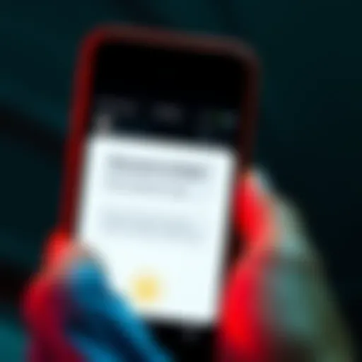 A smartphone displaying a suspicious text message about account security from an unknown number