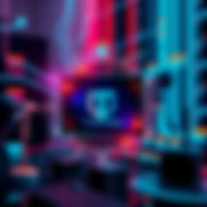 An abstract representation of digital broadcasting with a focus on security and compliance, featuring elements symbolizing media and technology.