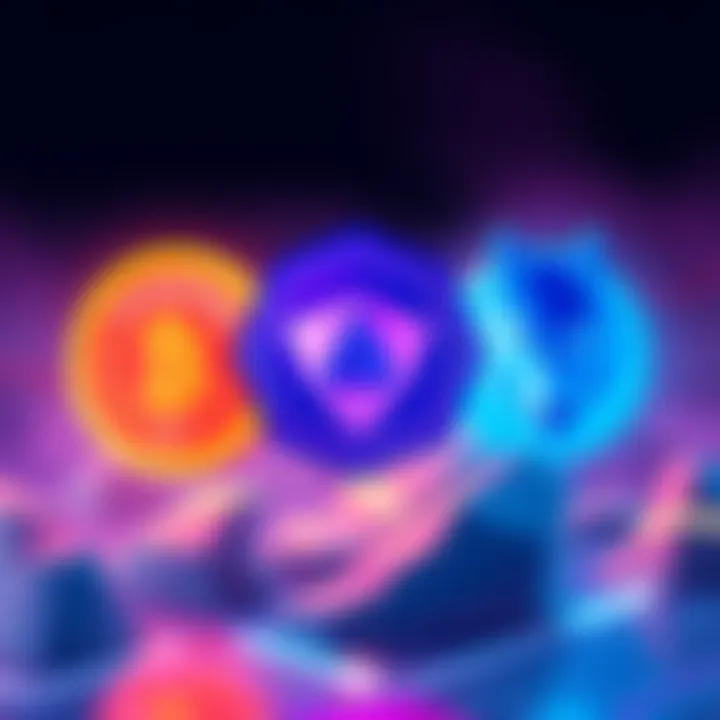 An illustration featuring three distinct symbols representing $TASSHUB, $PLATH, and $WOLF, showcasing their unique characteristics in the crypto space.