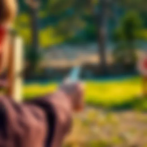 A person skillfully throwing a knife at a wooden target in an outdoor setting