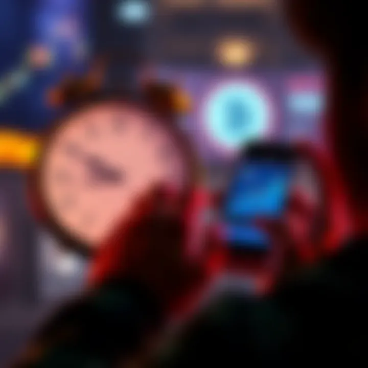 A person looking at a clock while holding a phone showing memecoin trends, symbolizing the importance of timing in investments.