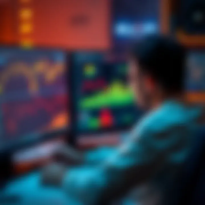 A person looking at their computer screen with charts and graphs related to Solana staking, considering investment options.