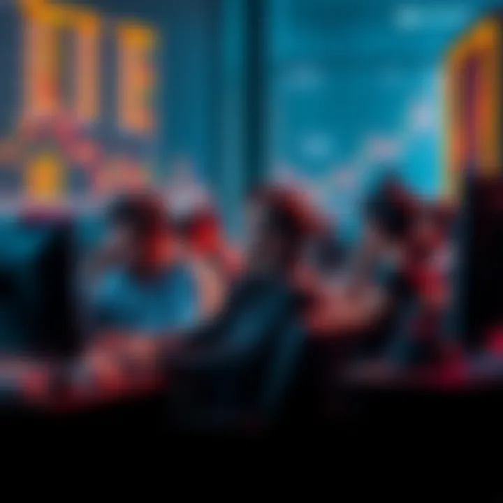 A group of tired people sitting in front of computers, showing lack of interest in crypto charts and news