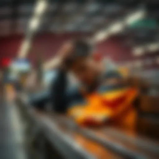 A fatigued worker sitting on a bench, looking exhausted after a long shift, with their head in their hands