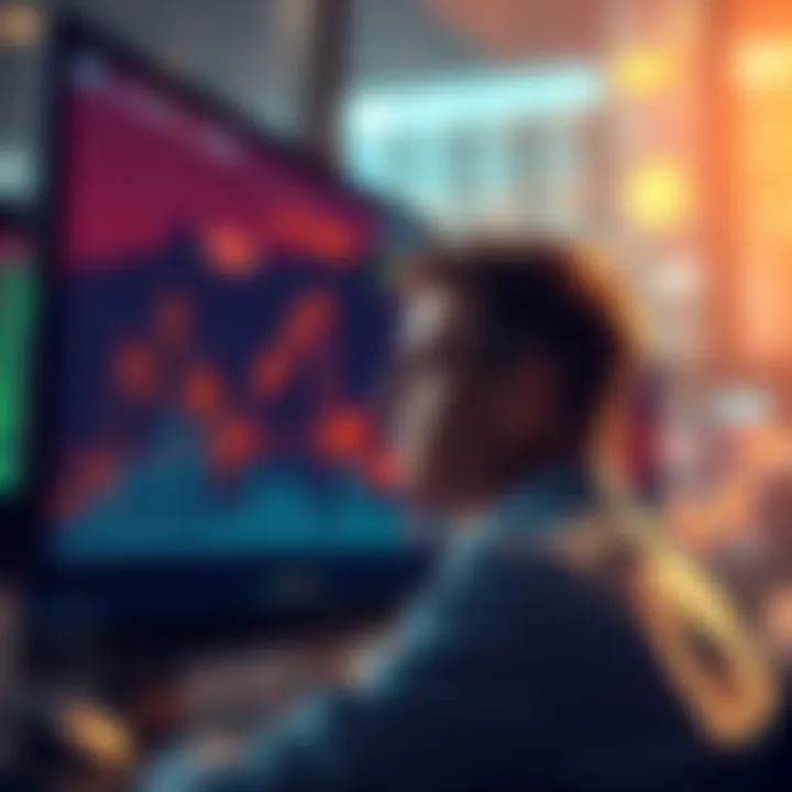 Token Collapse A graph showing a significant decline in a cryptocurrency's value, with a worried investor looking at the screen, symbolizing the struggle of holders amid the token's fall.