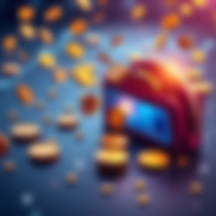 Illustration showing tokens being spread from one wallet to multiple wallets, symbolizing cost-effective distribution methods.