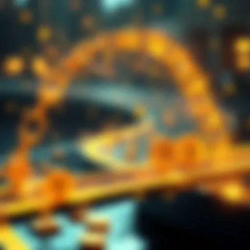 A visual representation of cross-chain token swaps with icons showing chains and tokens.