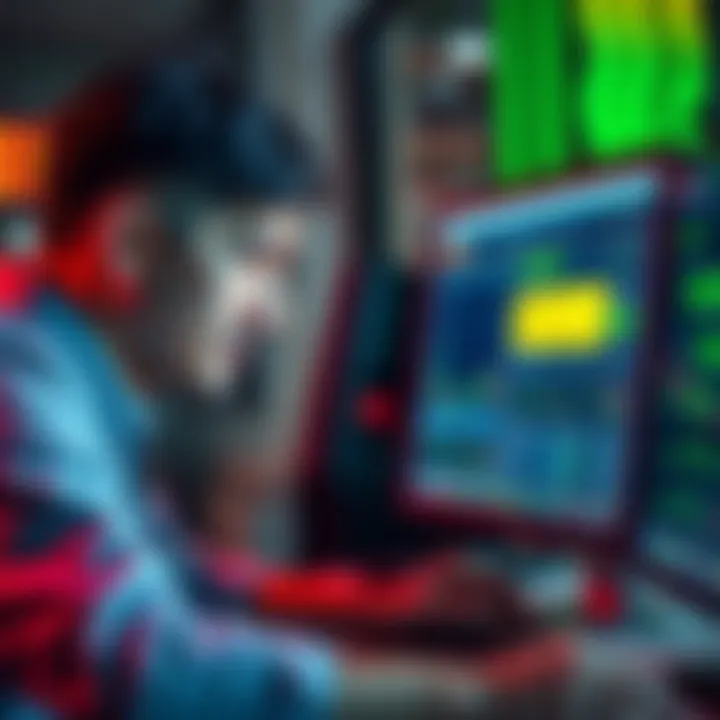 A person looking frustrated while using a computer, showing a trading platform with token swap errors on the screen, representing common issues in token swapping.