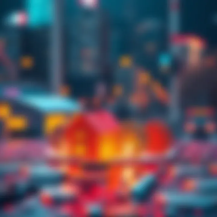 A visual representation of traditional assets like property and stocks being converted into digital tokens on a blockchain.