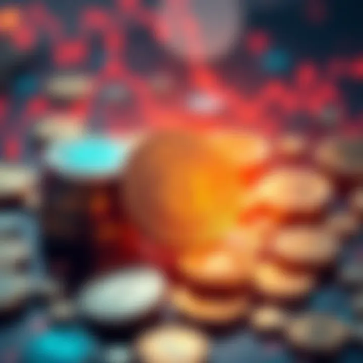 Tokenization Concept A digital representation of tokenization in finance, showing tokens and financial symbols.