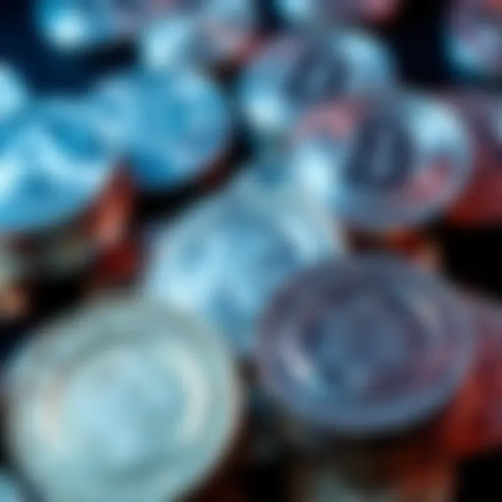 A close-up of physical silver coins alongside digital tokens representing KAG and GRAMS, symbolizing the connection between traditional and tokenized silver investments.