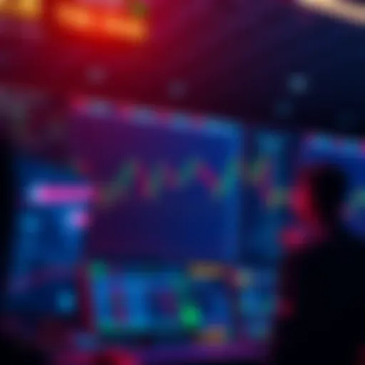 A digital representation of tokenized stocks on a trading platform screen with traders analyzing data