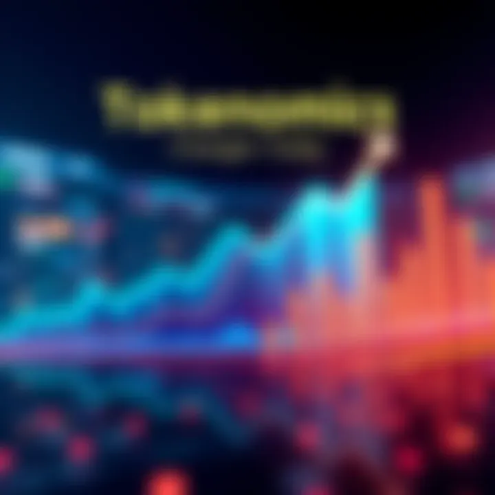 Graphic illustrating tokenomics changes with upward market trends and graphs.