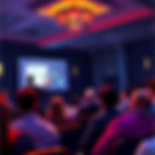 Tom Lee delivering a presentation at Bitmines using PowerPoint, engaging the audience with visual aids.