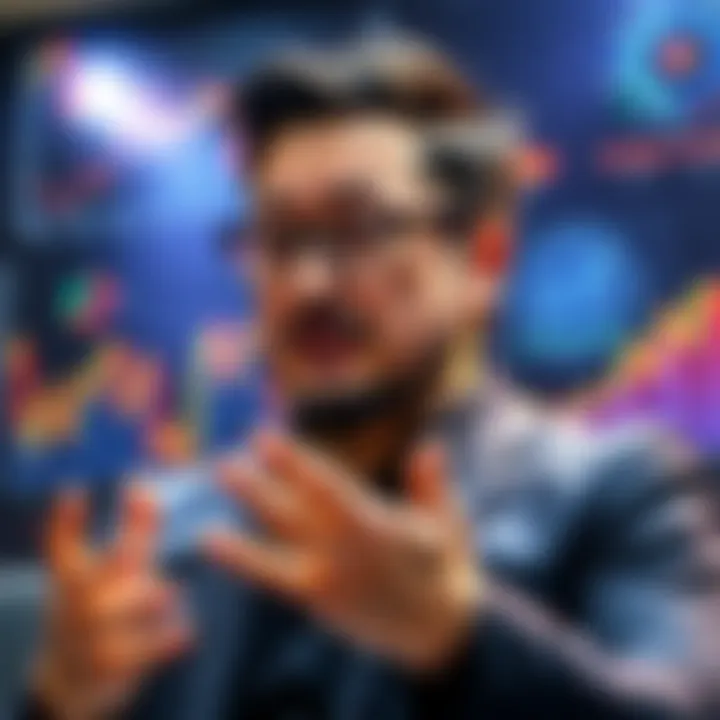 Tom Lee speaking about cryptocurrency's future with charts and graphs in the background