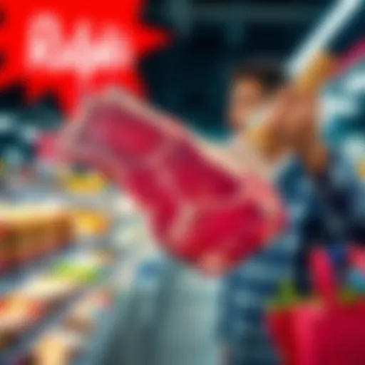 A shopper holds a large tomahawk steak found on sale at Ralph's in Orange County, CA