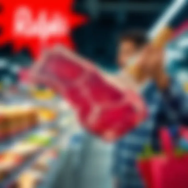 A shopper holds a large tomahawk steak found on sale at Ralph's in Orange County, CA