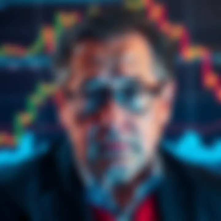 Tom Lee looks concerned as charts show declining Ethereum values, symbolizing his $8 billion loss from Bitmine investments.