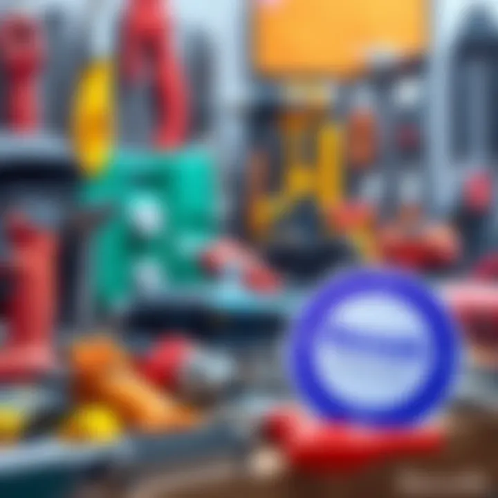 A variety of renovation tools displayed with a Revolut purchase protection logo nearby.