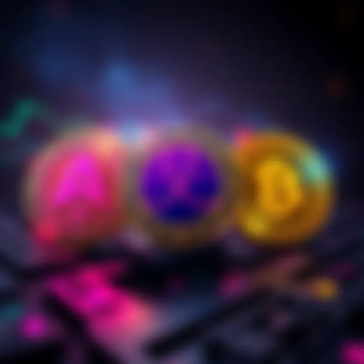 Three popular meme coins related to Algorand with vibrant graphics and logos representing their unique features.